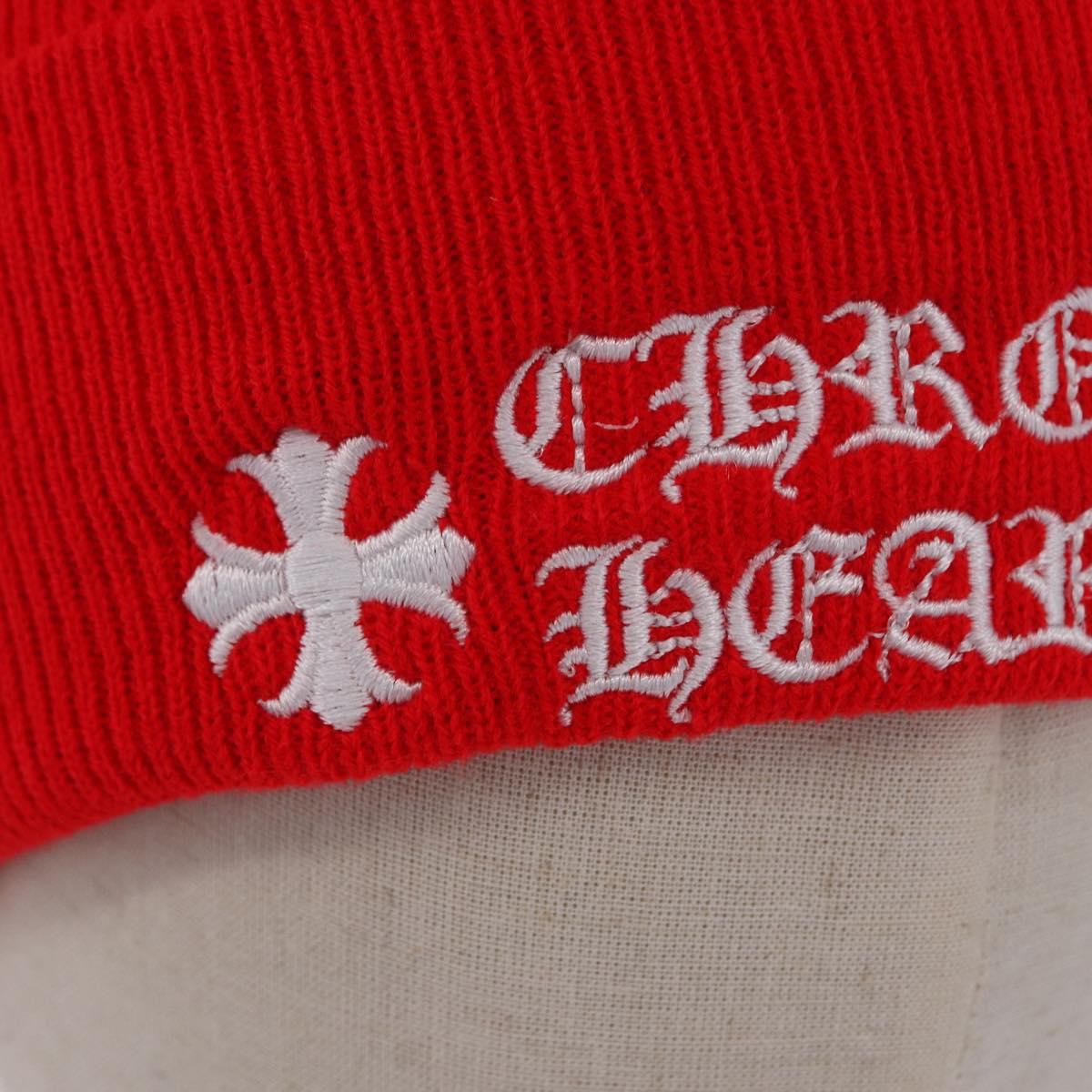 Chrome Hearts Knitted Fabrics Cap Wool Red Auth 196785M