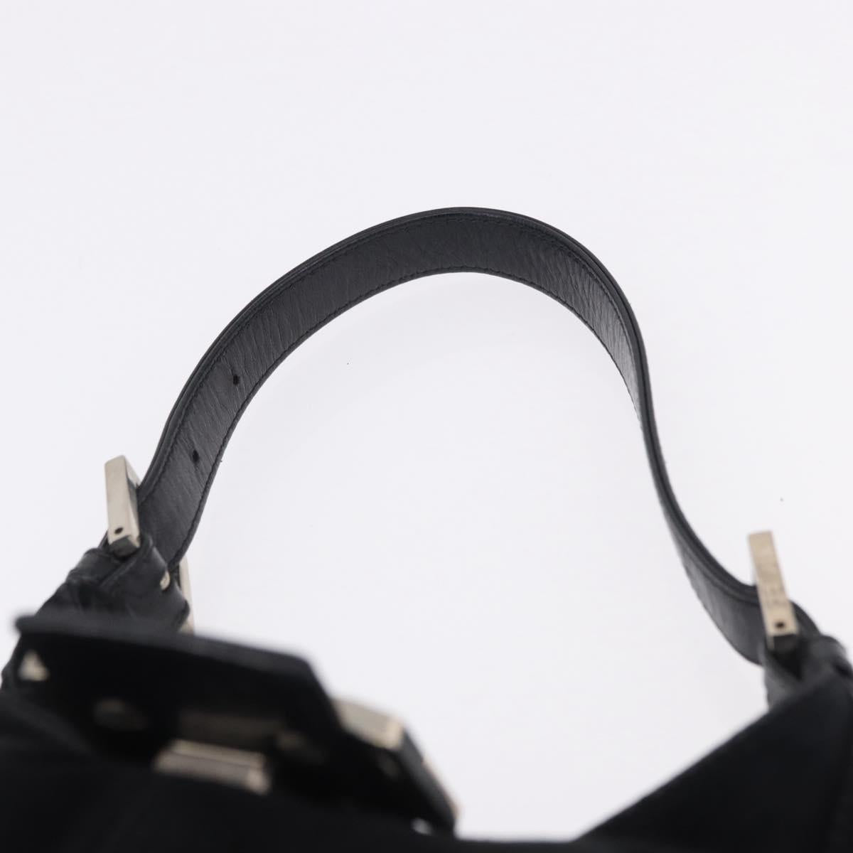 FENDI Mamma Baguette Shoulder Bag Suede Black Silver Auth 196786V