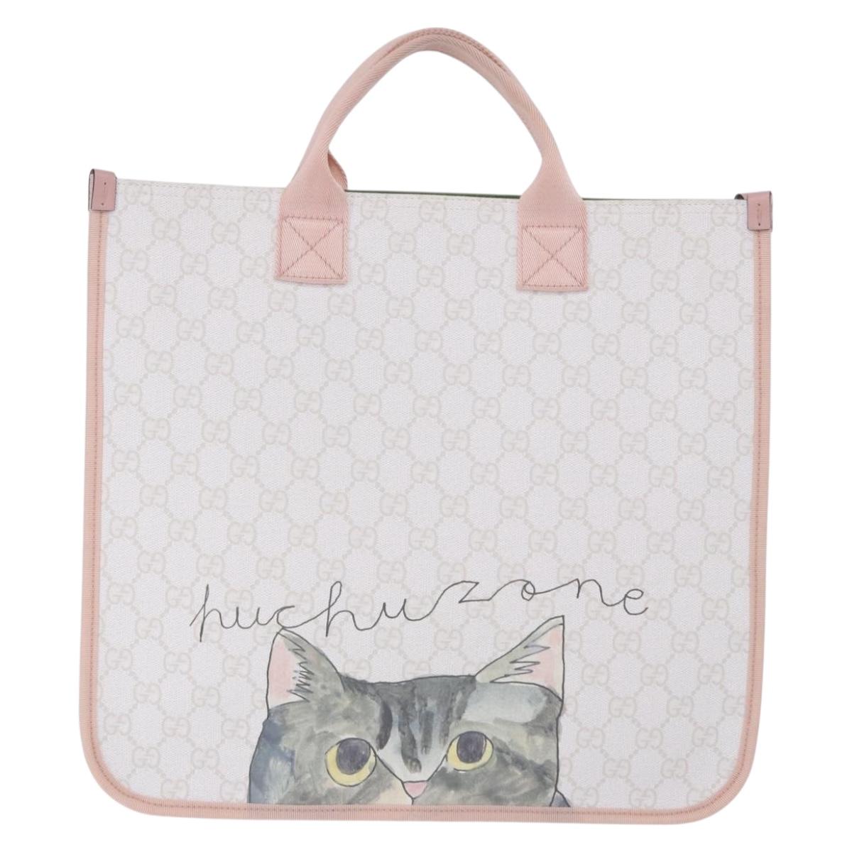 GUCCI GG Supreme Children Tote Bag PVC White 605831 Auth 196787M