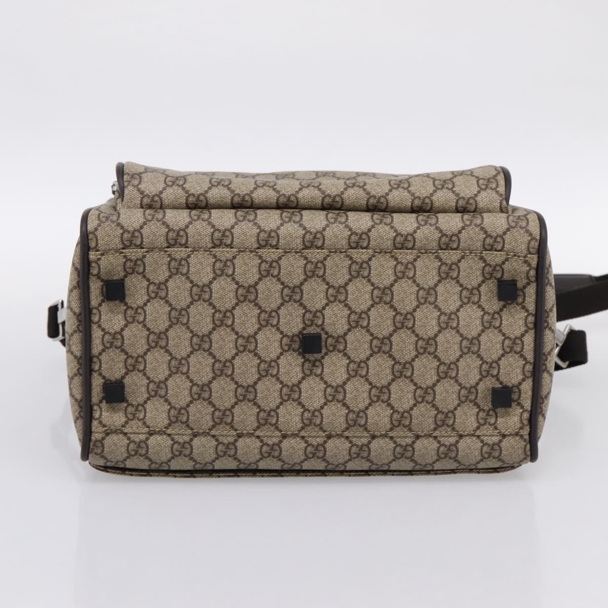 GUCCI GG Supreme Boston Bag PVC 2way Beige Silver 29914 Auth 196788