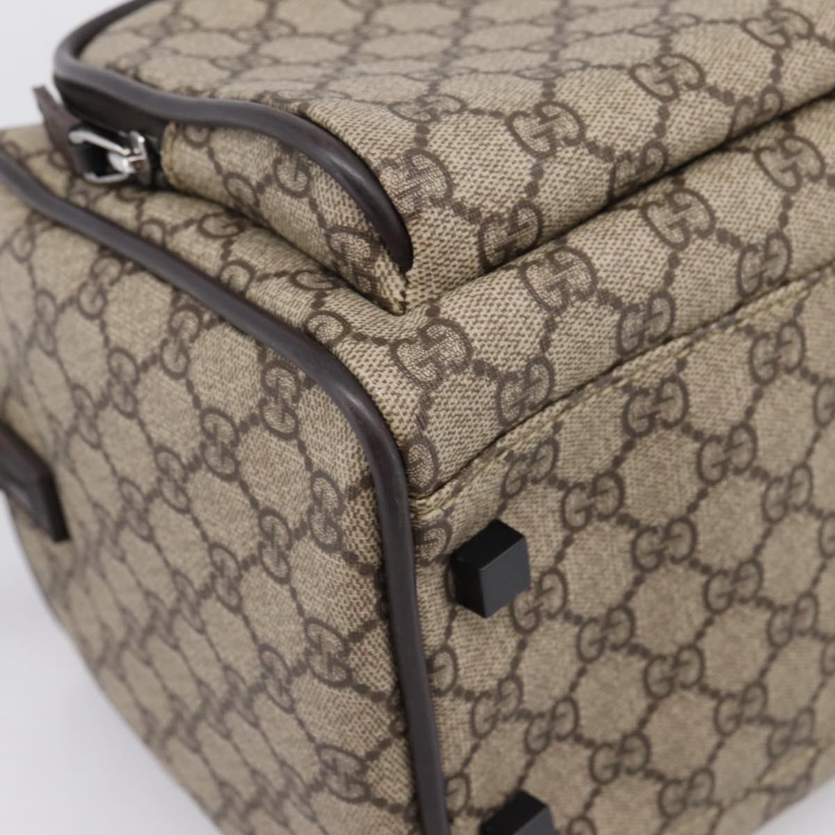 GUCCI GG Supreme Boston Bag PVC 2way Beige Silver 29914 Auth 196788