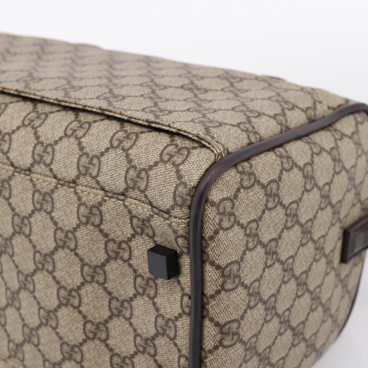 GUCCI GG Supreme Boston Bag PVC 2way Beige Silver 29914 Auth 196788