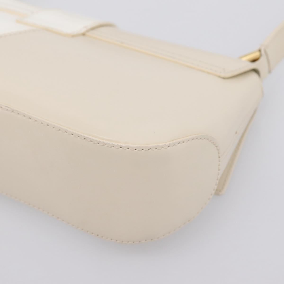 Salvatore Ferragamo Gancini Shoulder Bag Leather Light Beige Gold Auth 196789A