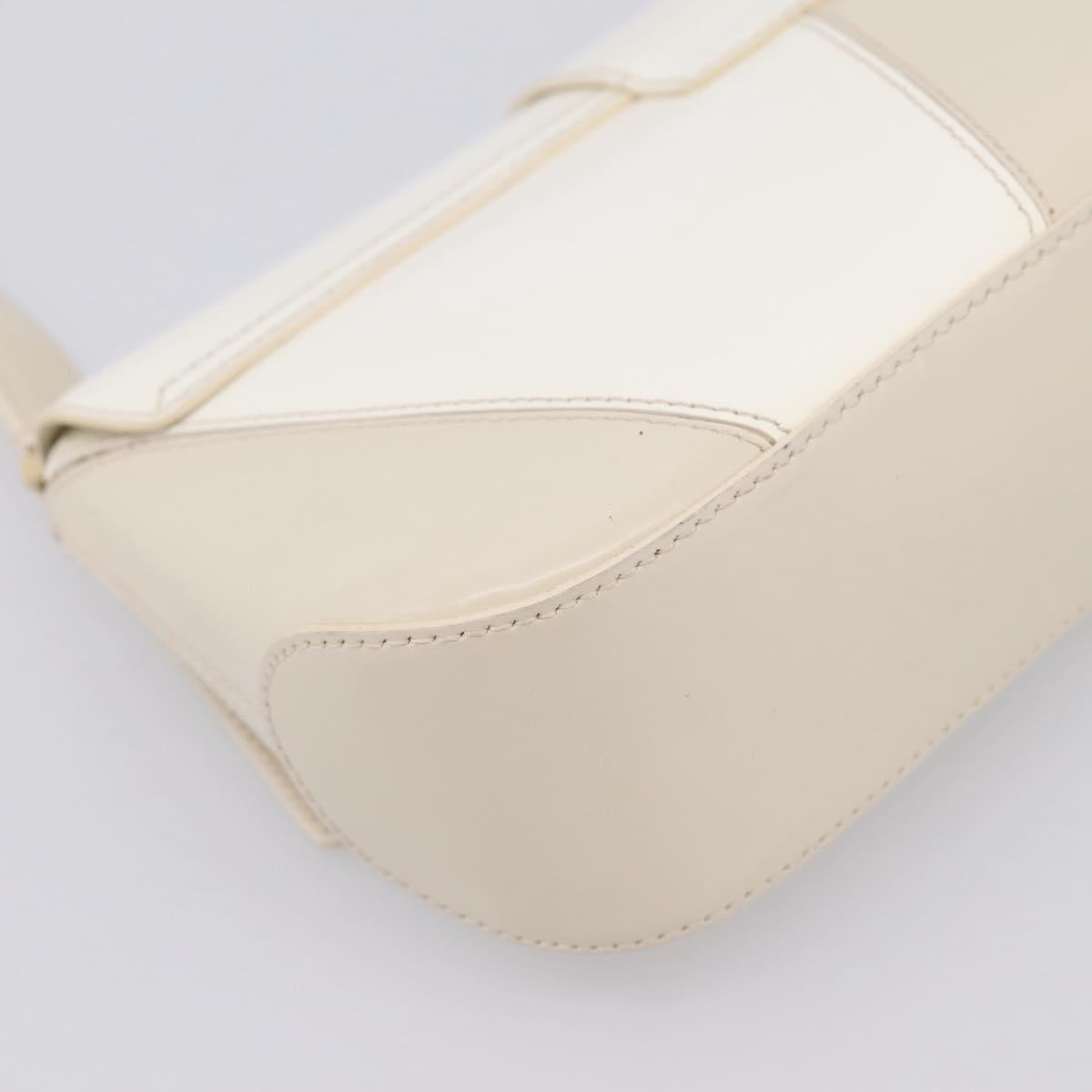 Salvatore Ferragamo Gancini Shoulder Bag Leather Light Beige Gold Auth 196789A