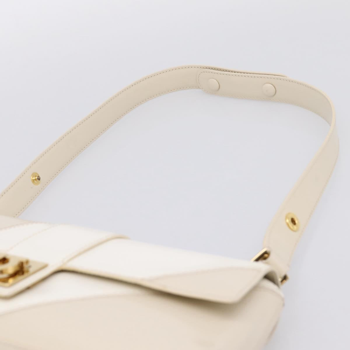Salvatore Ferragamo Gancini Shoulder Bag Leather Light Beige Gold Auth 196789A
