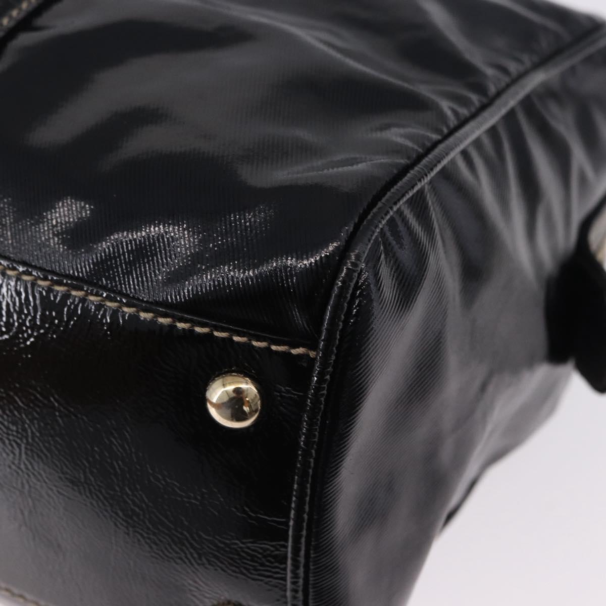 GUCCI Interlocking Web Sherry Line Bag Patent leather Black 170010 Auth 196790V