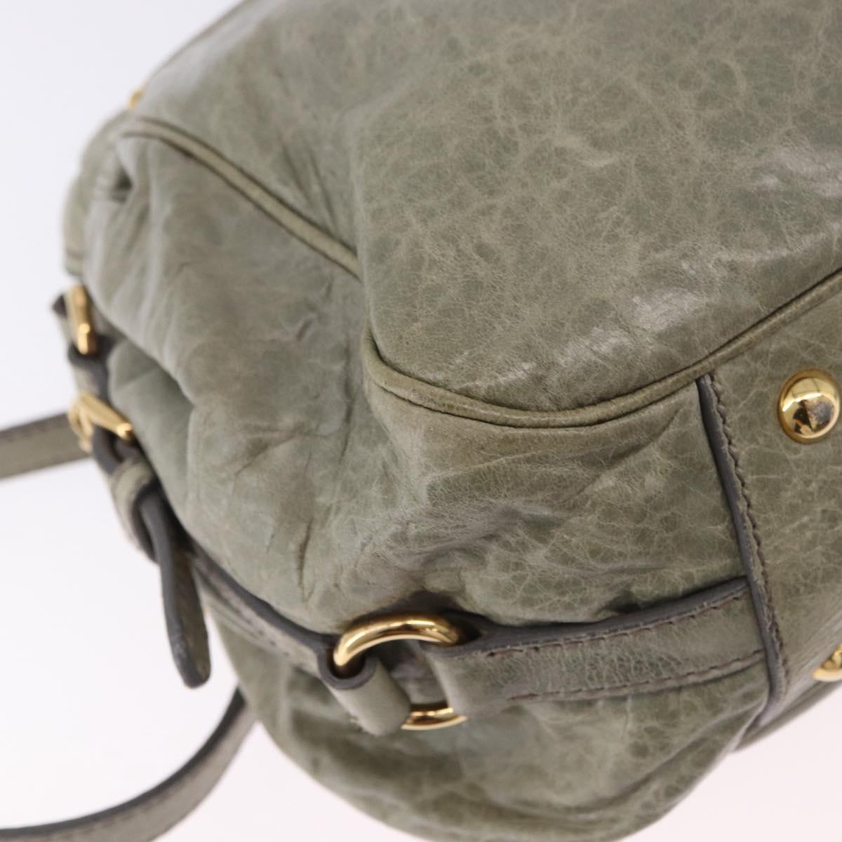 Miu Miu Hand Bag Leather 2way Green Gold Auth 196791V