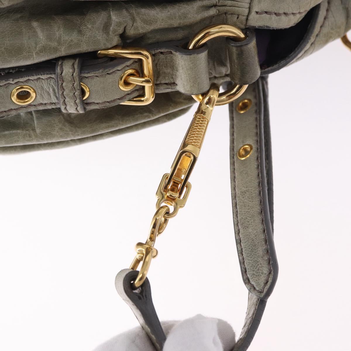 Miu Miu Hand Bag Leather 2way Green Gold Auth 196791V