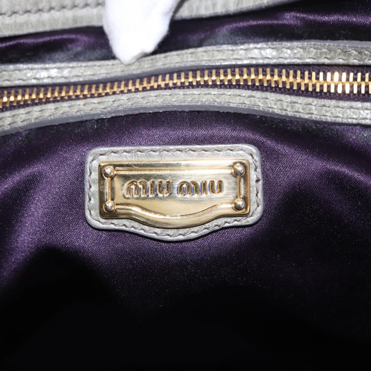 Miu Miu Hand Bag Leather 2way Green Gold Auth 196791V