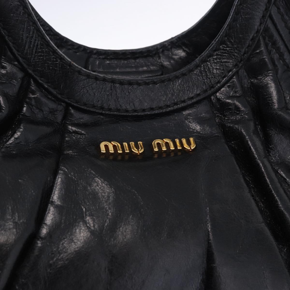 Miu Miu Hand Bag Leather 2way Black Gold Auth 196793V