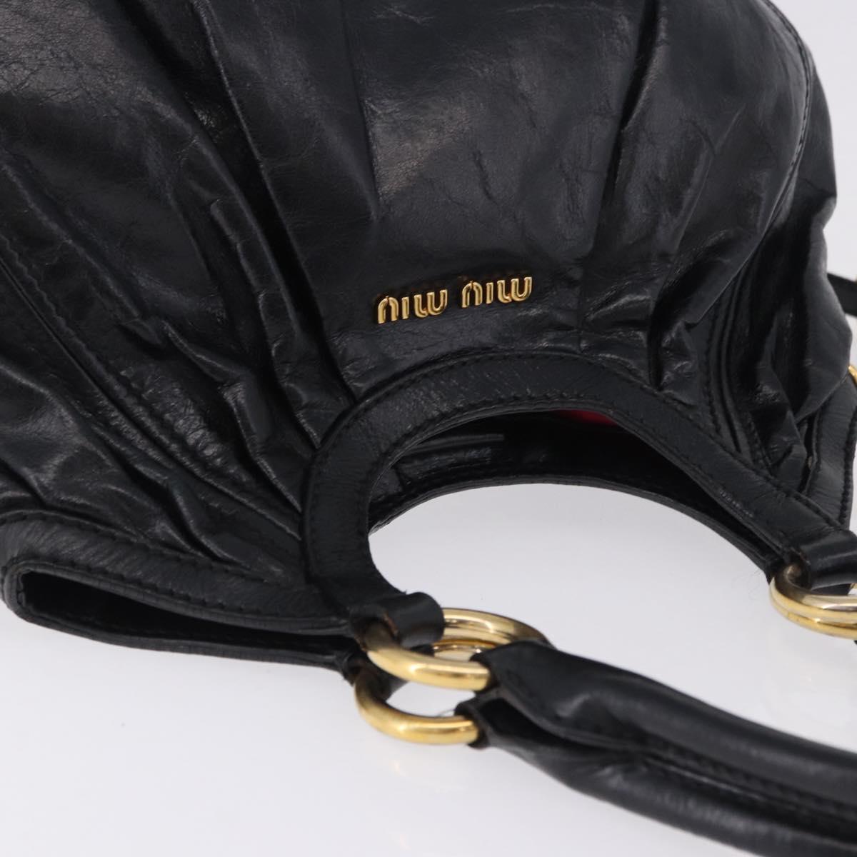 Miu Miu Hand Bag Leather 2way Black Gold Auth 196793V