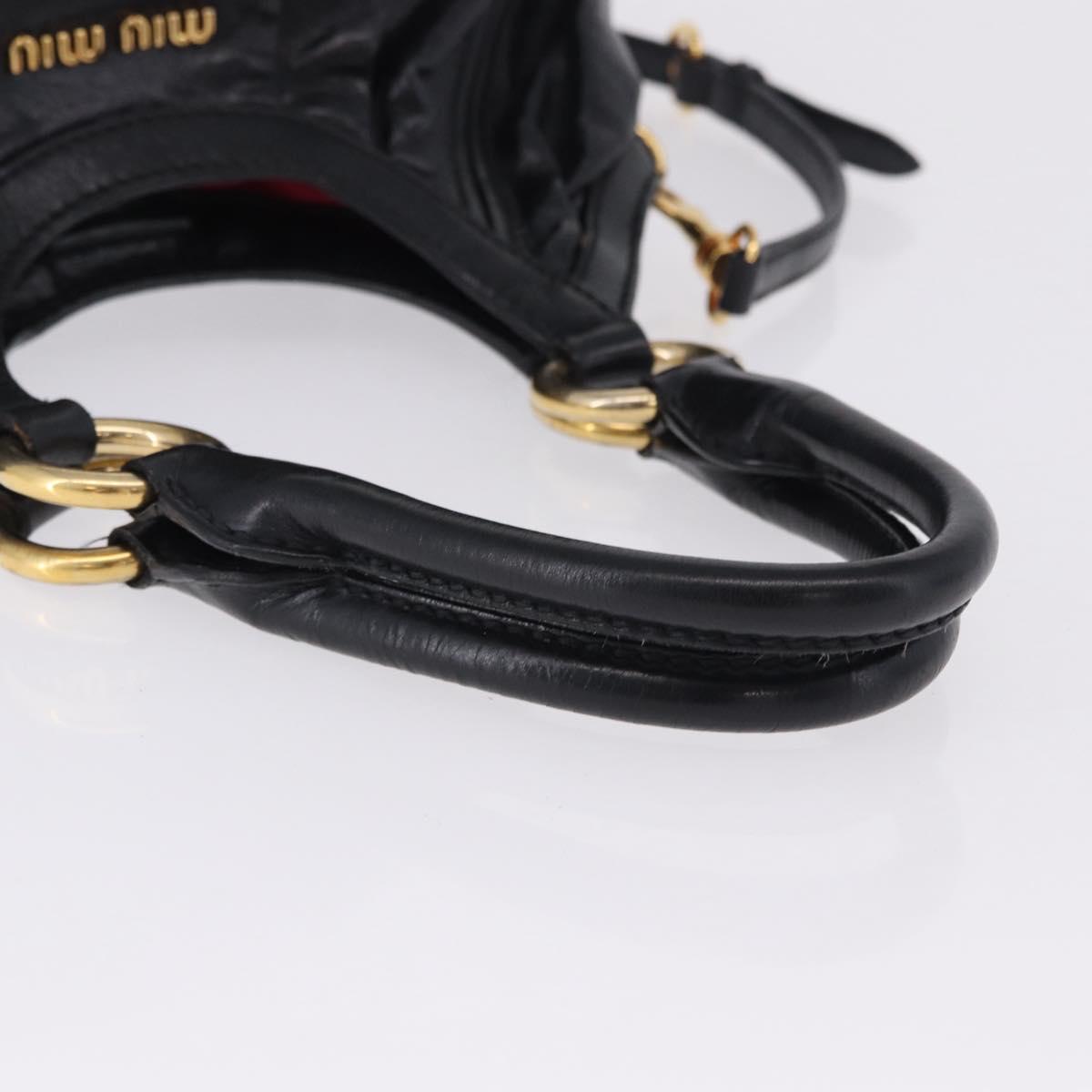 Miu Miu Hand Bag Leather 2way Black Gold Auth 196793V