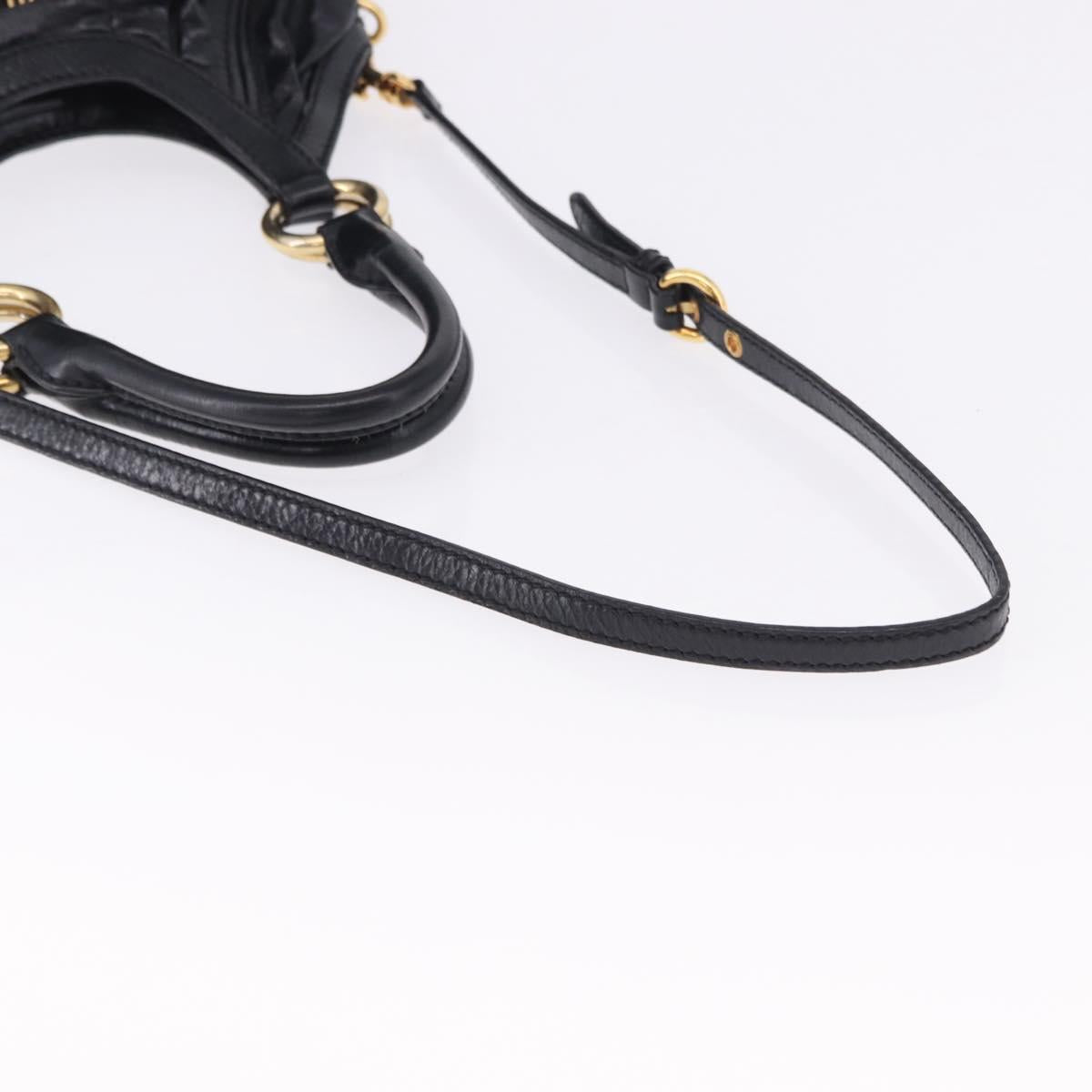 Miu Miu Hand Bag Leather 2way Black Gold Auth 196793V