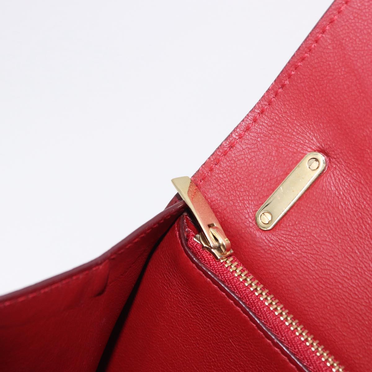 Salvatore Ferragamo Gancini Hand Bag Leather 2way Bordeaux Gold Auth 196796A