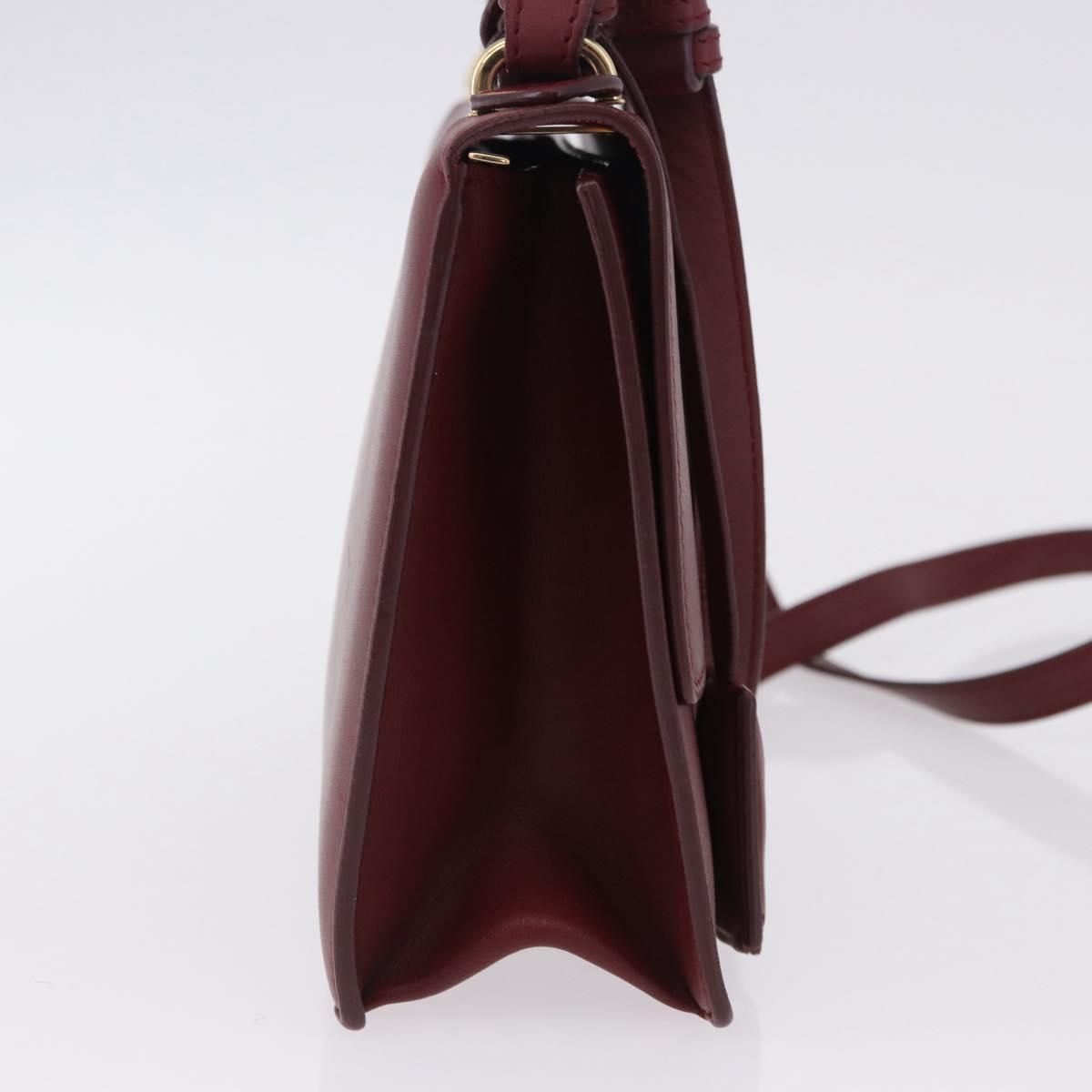 Salvatore Ferragamo Gancini Hand Bag Leather 2way Bordeaux Gold Auth 196796A