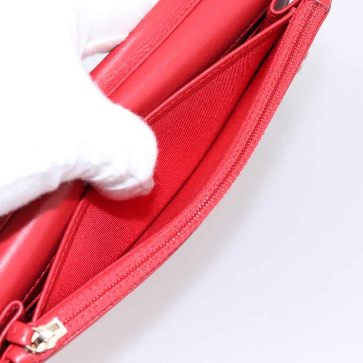 CHANEL Matelasse Chain Wallet Double Piece Lamb Skin Red Gold CC Auth 196801SAM