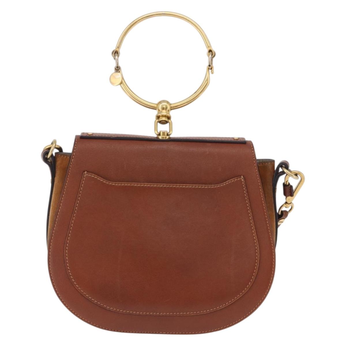 Chloe Nile Hand Bag Leather 2way Brown Gold Auth 196802A