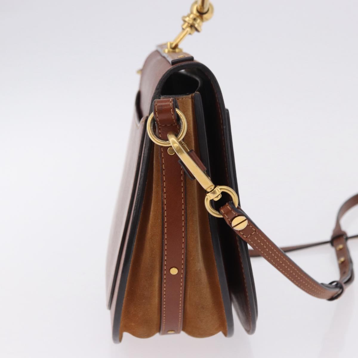 Chloe Nile Hand Bag Leather 2way Brown Gold Auth 196802A