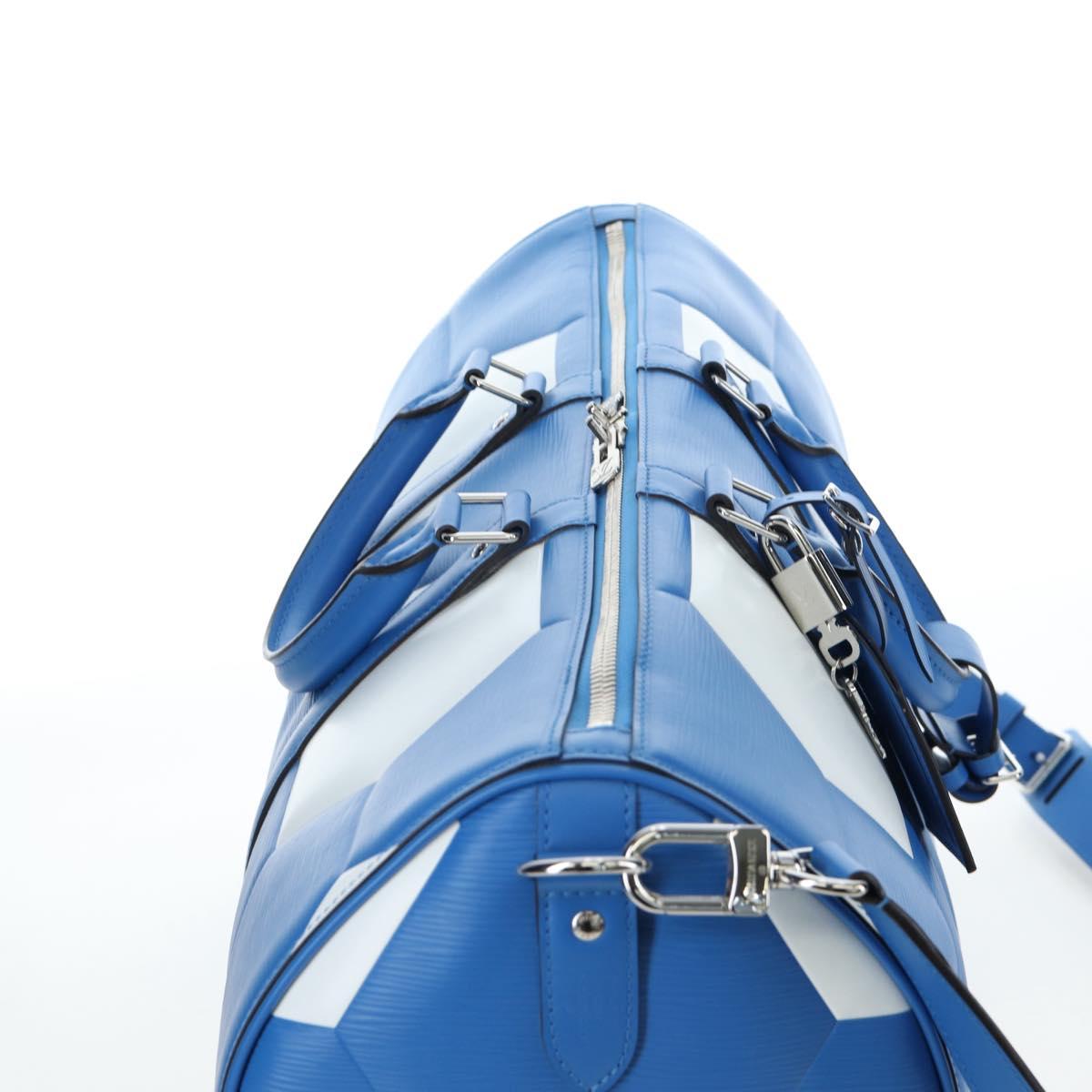 LOUIS VUITTON Epi 2018 FIFA Keepall Bandouliere 50 Bag Blue M52120 Auth 196804SM