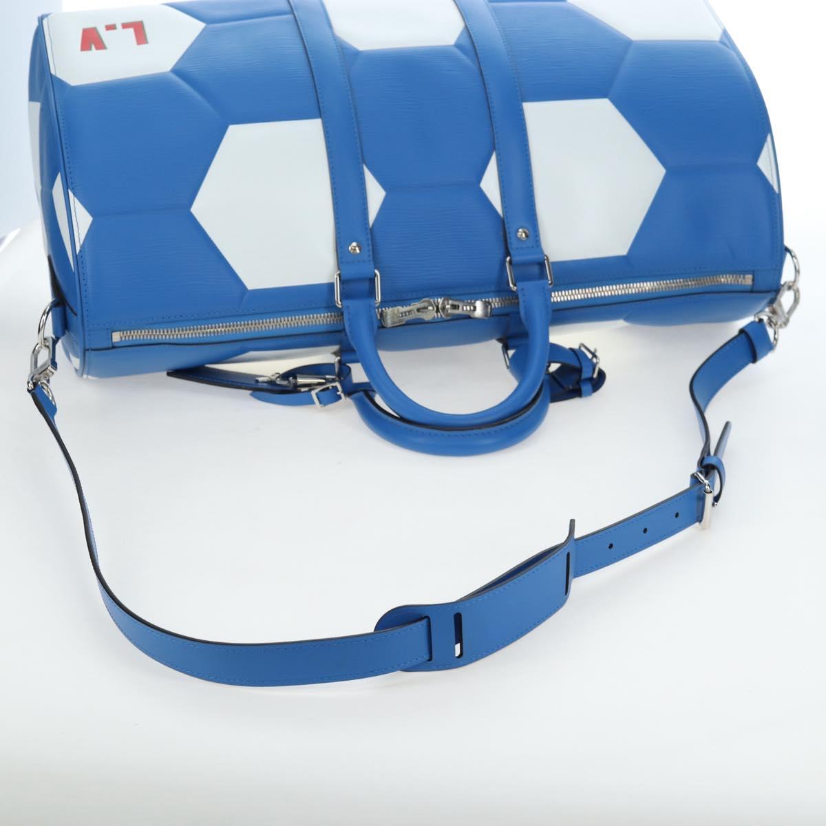 LOUIS VUITTON Epi 2018 FIFA Keepall Bandouliere 50 Bag Blue M52120 Auth 196804SM