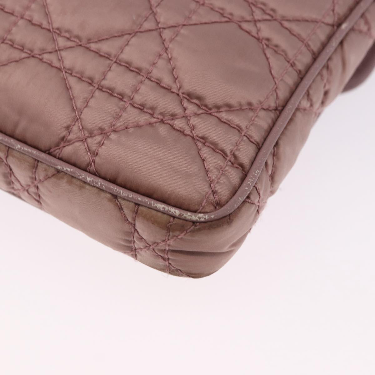 Christian Dior Canage Lady Dior Shoulder Bag Nylon Pink Silver Auth 196805