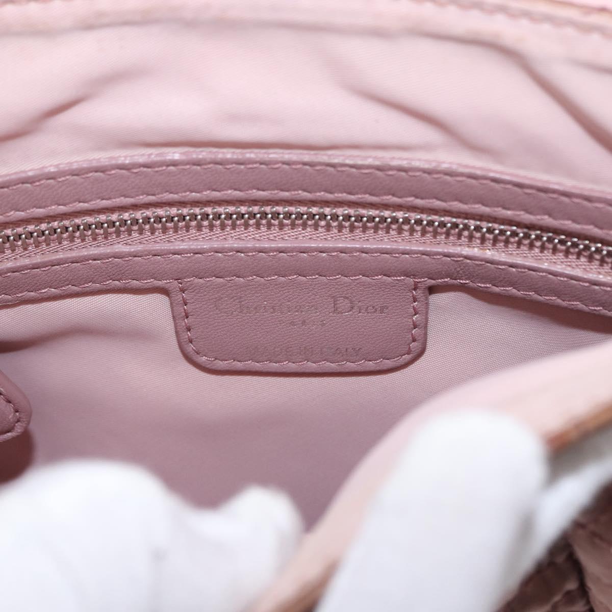 Christian Dior Canage Lady Dior Shoulder Bag Nylon Pink Silver Auth 196805