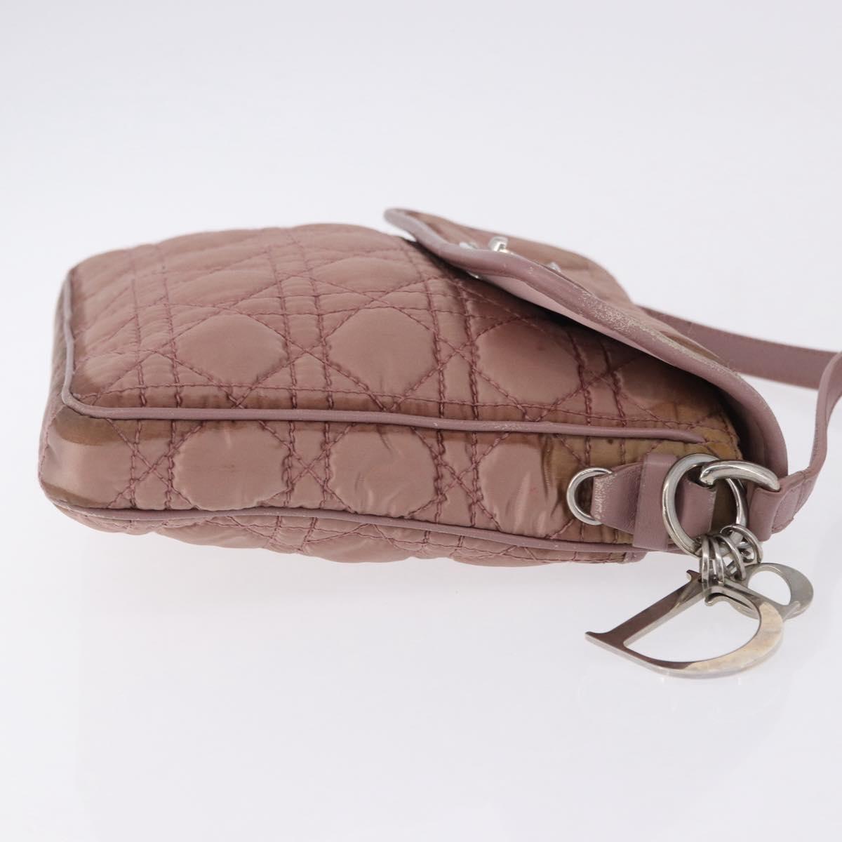 Christian Dior Canage Lady Dior Shoulder Bag Nylon Pink Silver Auth 196805