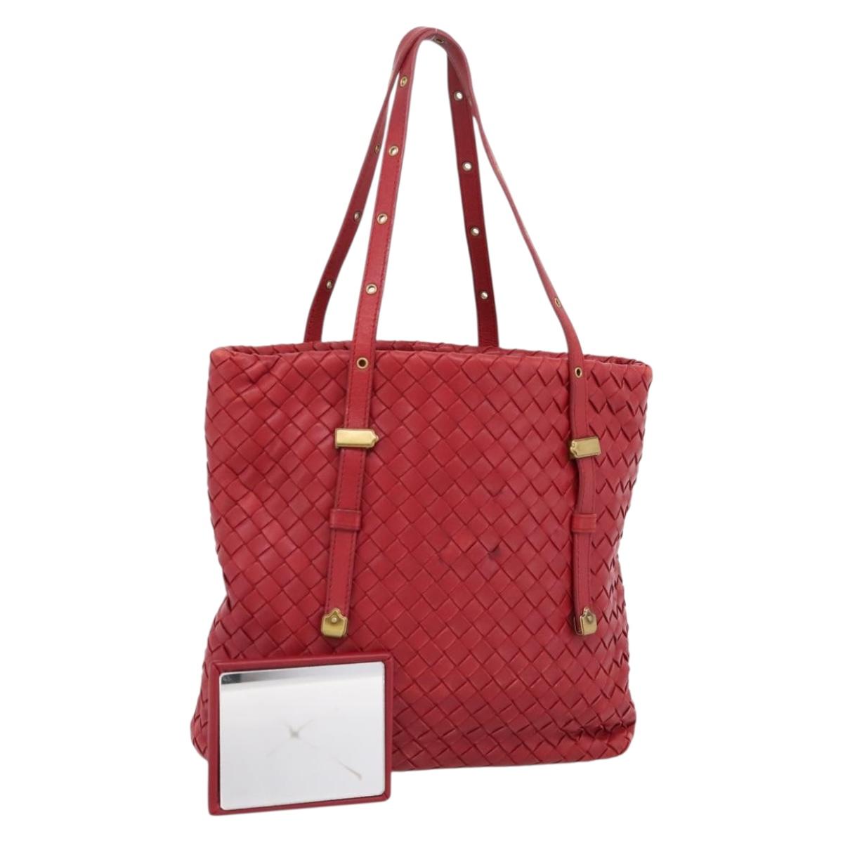 BOTTEGA VENETA INTRECCIATO Tote Bag Leather Red 162937 Auth 196807A