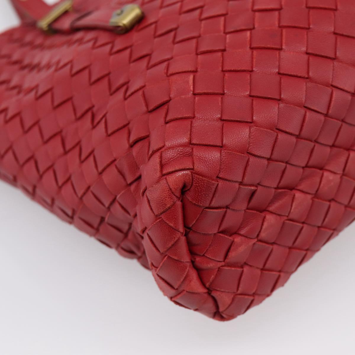 BOTTEGA VENETA INTRECCIATO Tote Bag Leather Red 162937 Auth 196807A