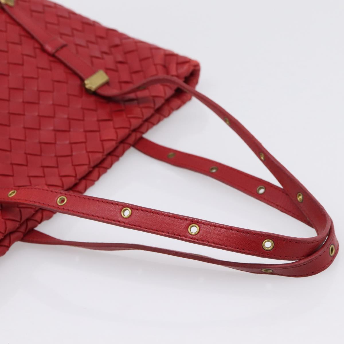 BOTTEGA VENETA INTRECCIATO Tote Bag Leather Red 162937 Auth 196807A
