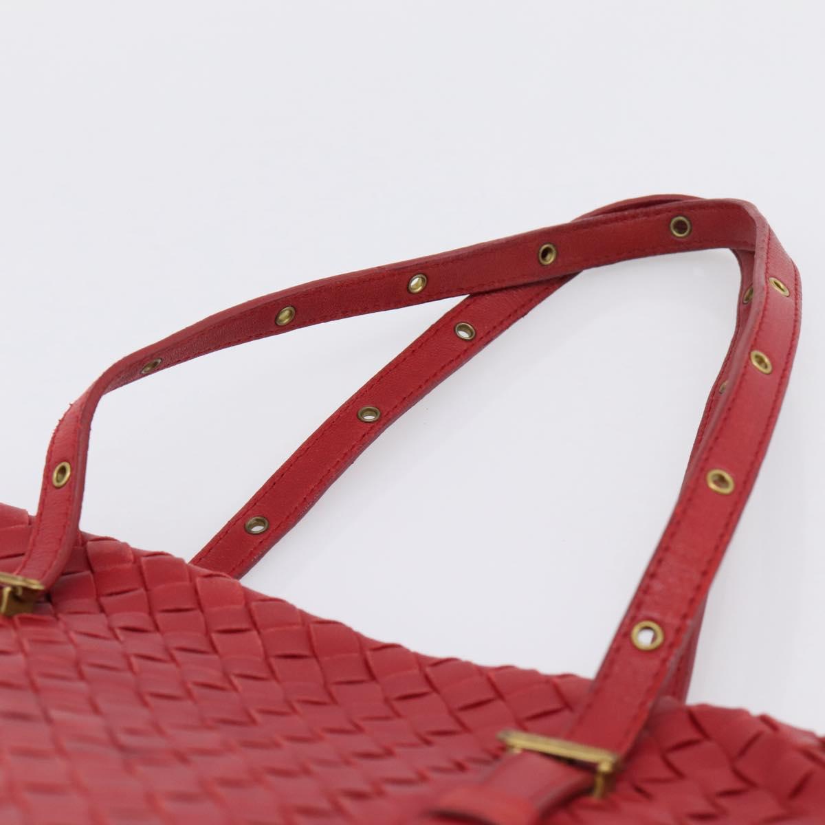 BOTTEGA VENETA INTRECCIATO Tote Bag Leather Red 162937 Auth 196807A