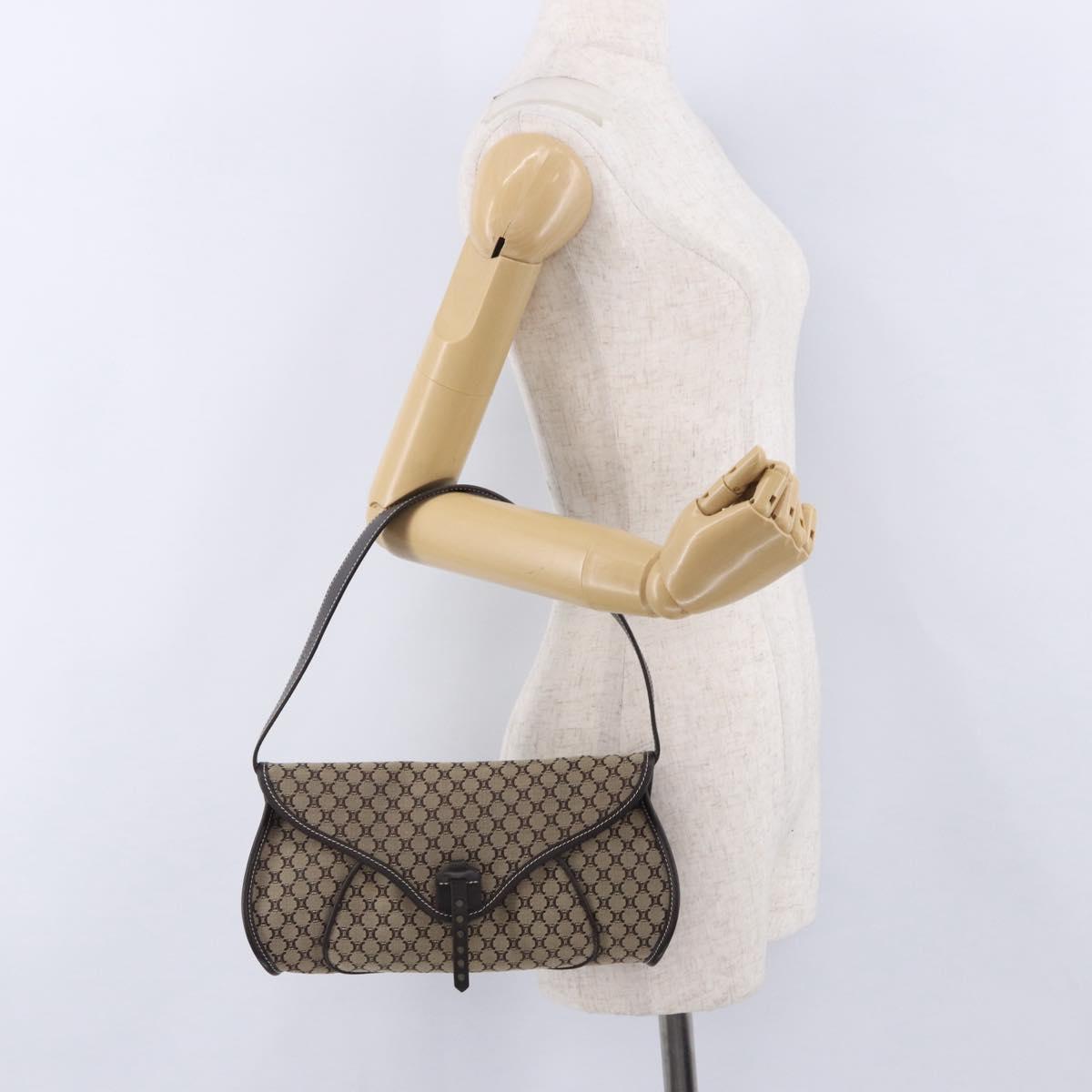 CELINE Macadam Shoulder Bag Beige Auth 196808V