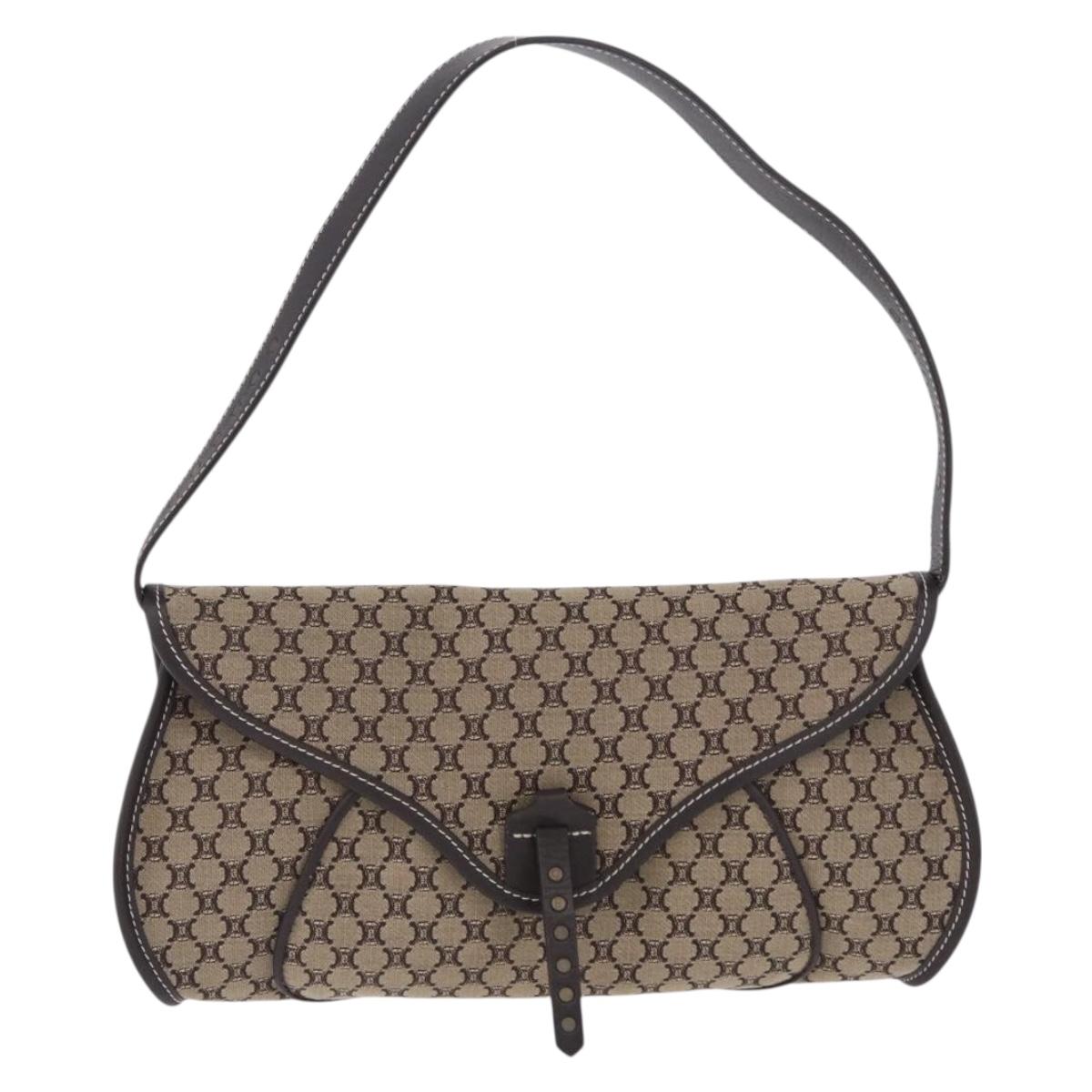CELINE Macadam Shoulder Bag Beige Auth 196808V