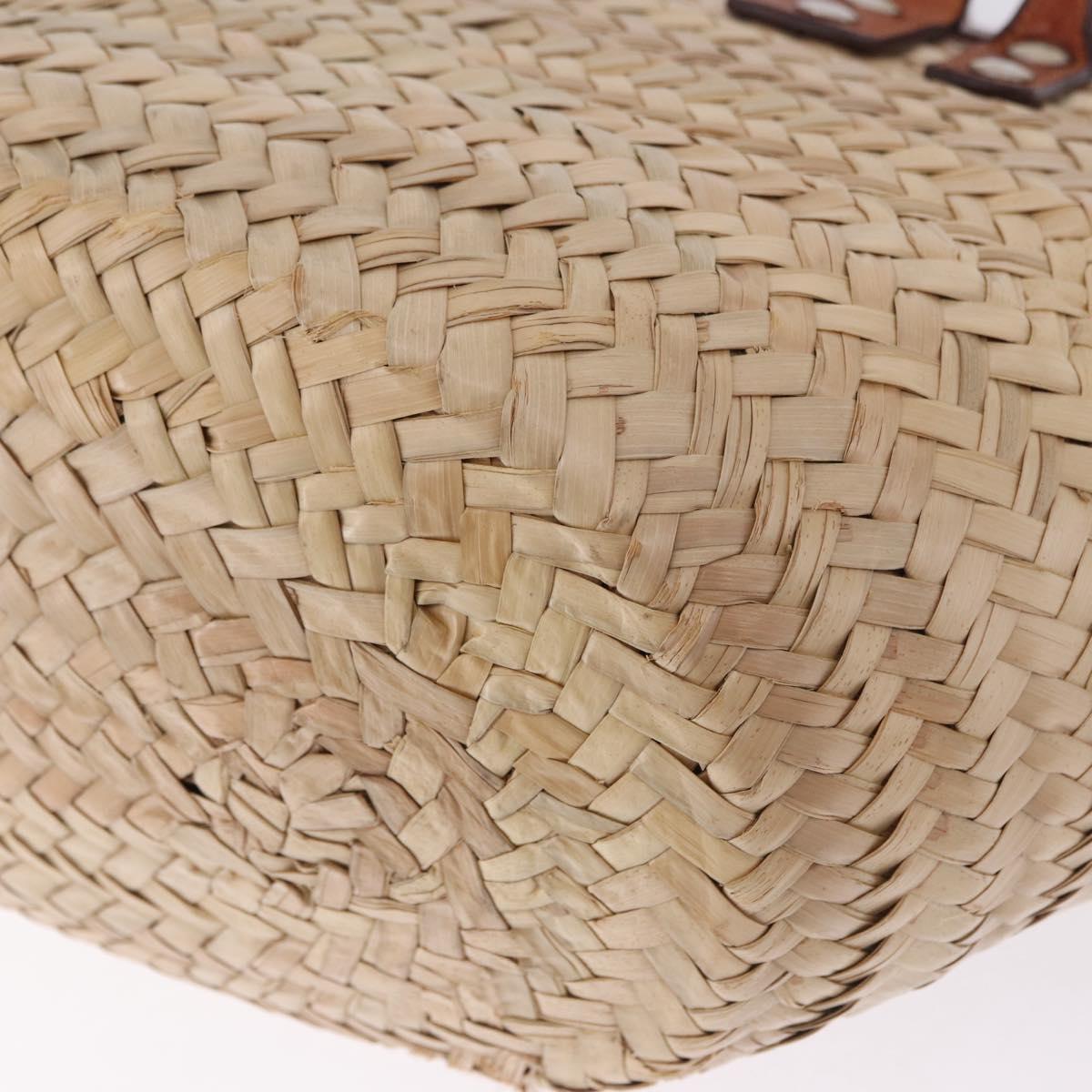 BALENCIAGA Bistro Pannier Hand Bag Raffia Beige 452654 Auth 196810A