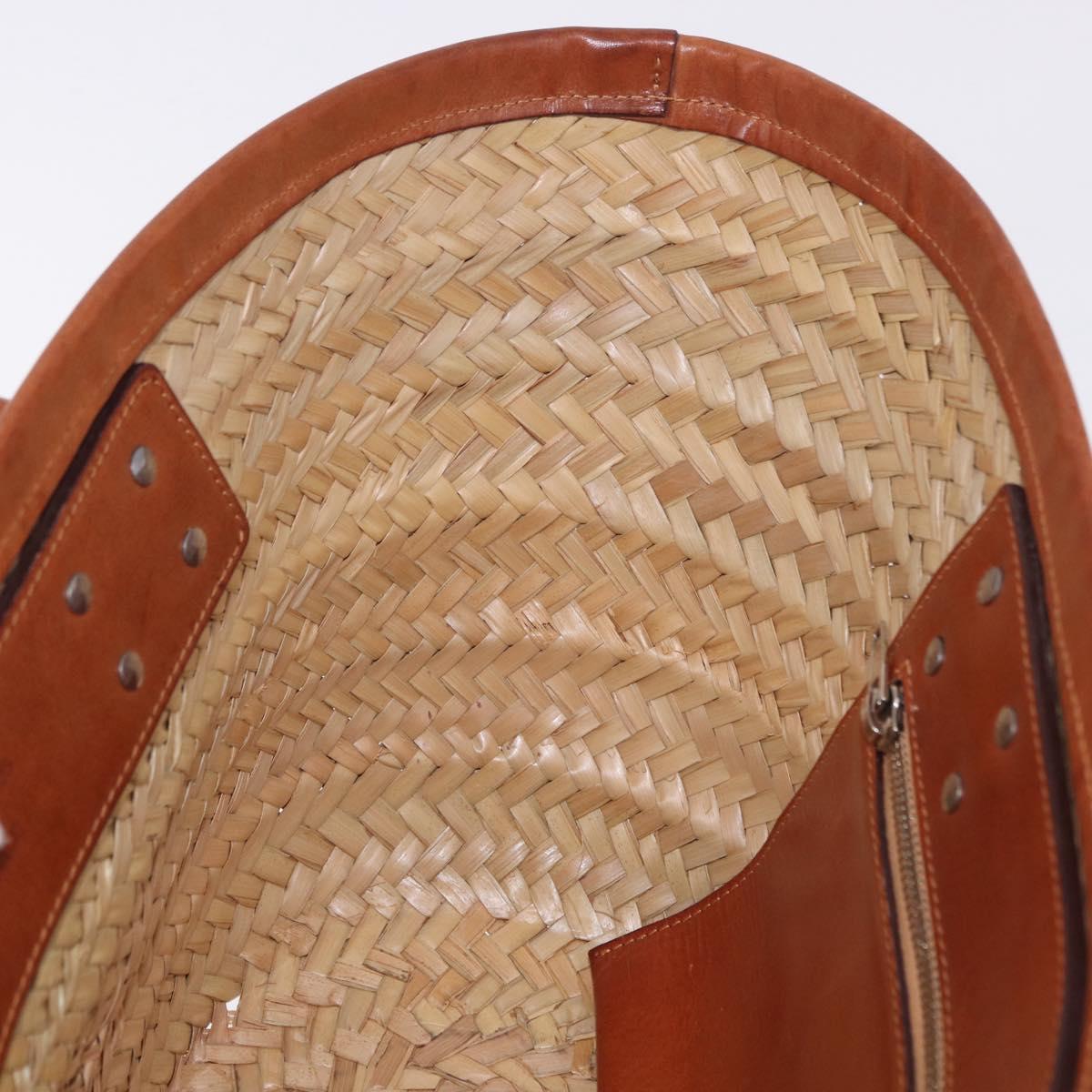 BALENCIAGA Bistro Pannier Hand Bag Raffia Beige 452654 Auth 196810A