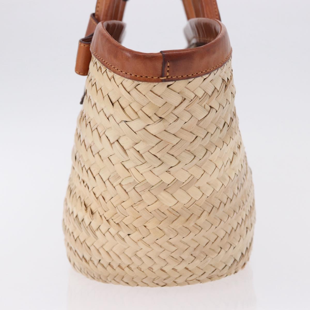 BALENCIAGA Bistro Pannier Hand Bag Raffia Beige 452654 Auth 196810A
