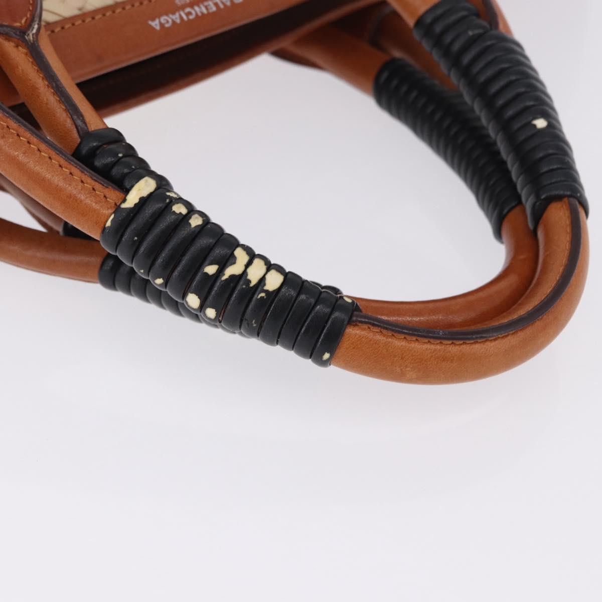 BALENCIAGA Bistro Pannier Hand Bag Raffia Beige 452654 Auth 196810A