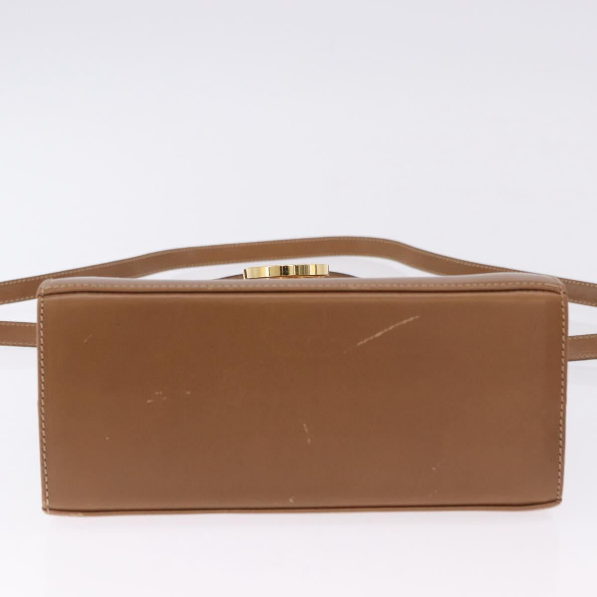 Salvatore Ferragamo Gancini Hand Bag Leather 2way Brown Gold Auth 196812