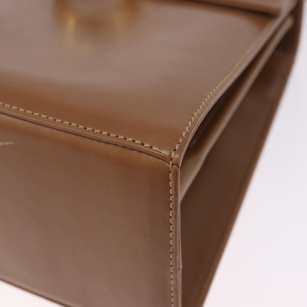 Salvatore Ferragamo Gancini Hand Bag Leather 2way Brown Gold Auth 196812