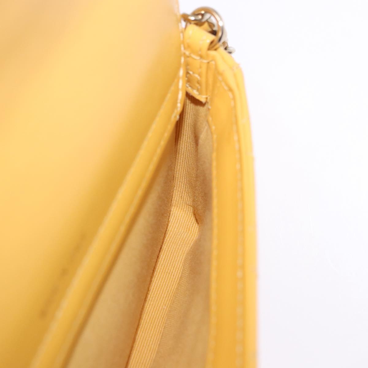 CHANEL COCO Mark Chain Shoulder Bag Patent leather Yellow Gold CC Auth 196819SAM