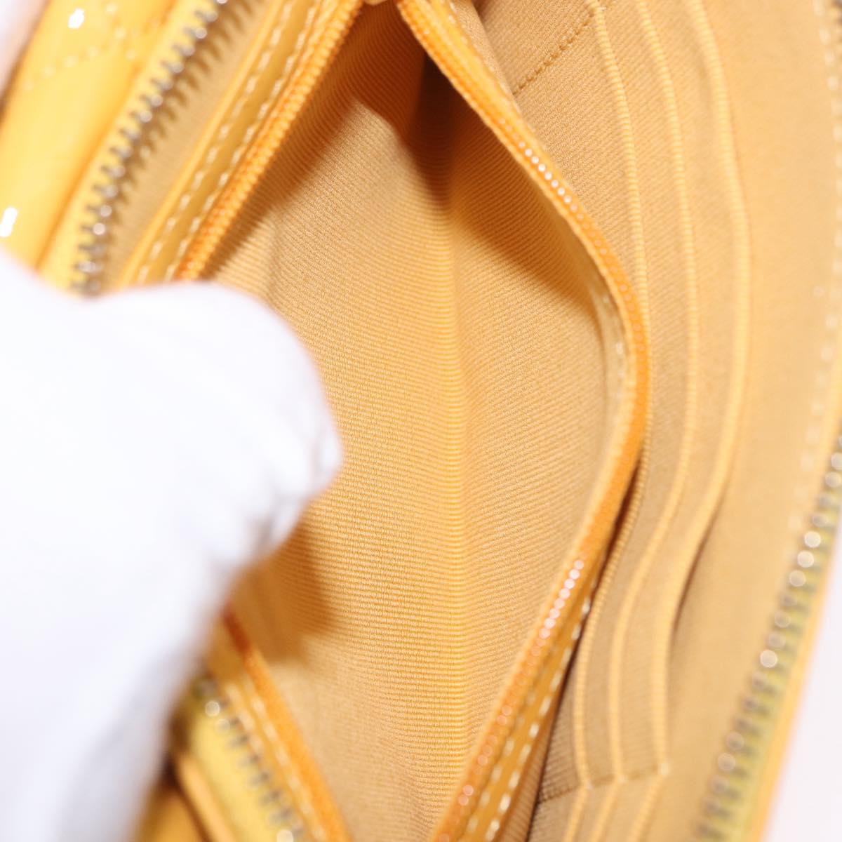 CHANEL COCO Mark Chain Shoulder Bag Patent leather Yellow Gold CC Auth 196819SAM
