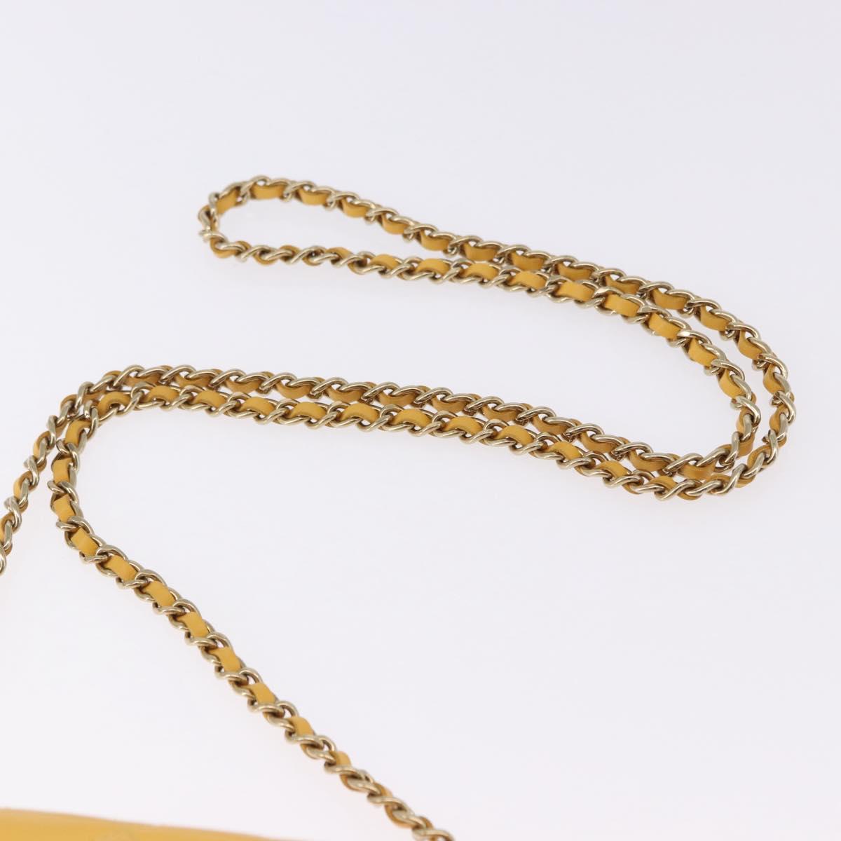 CHANEL COCO Mark Chain Shoulder Bag Patent leather Yellow Gold CC Auth 196819SAM