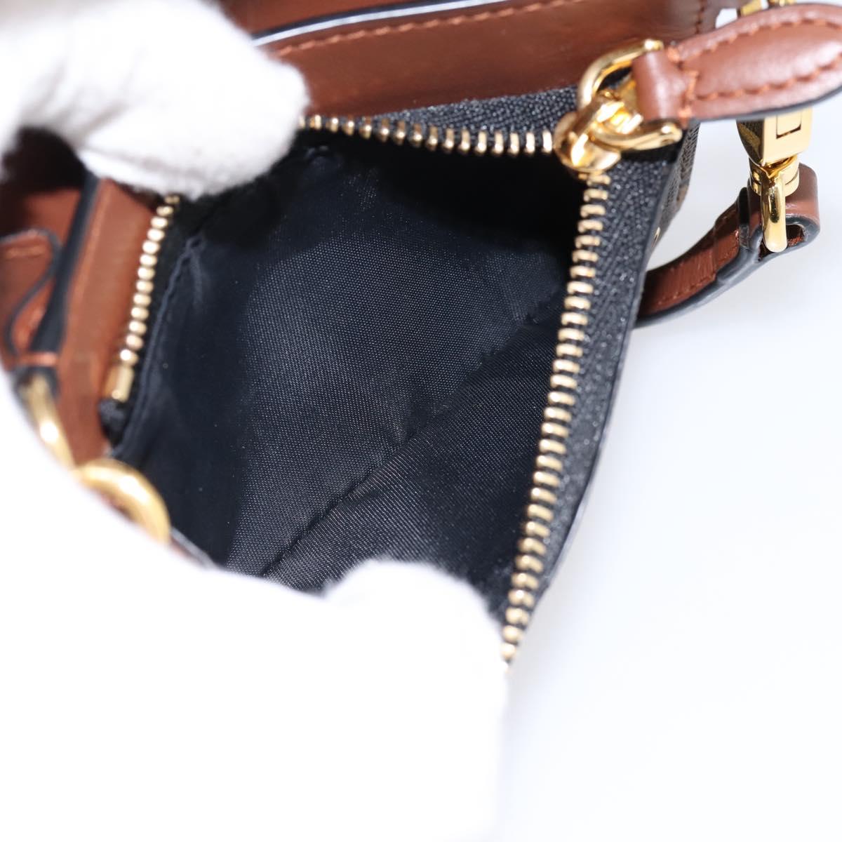 BURBERRY TB Monogram Coin Purse Shoulder Bag PVC Brown Gold Auth 196826V