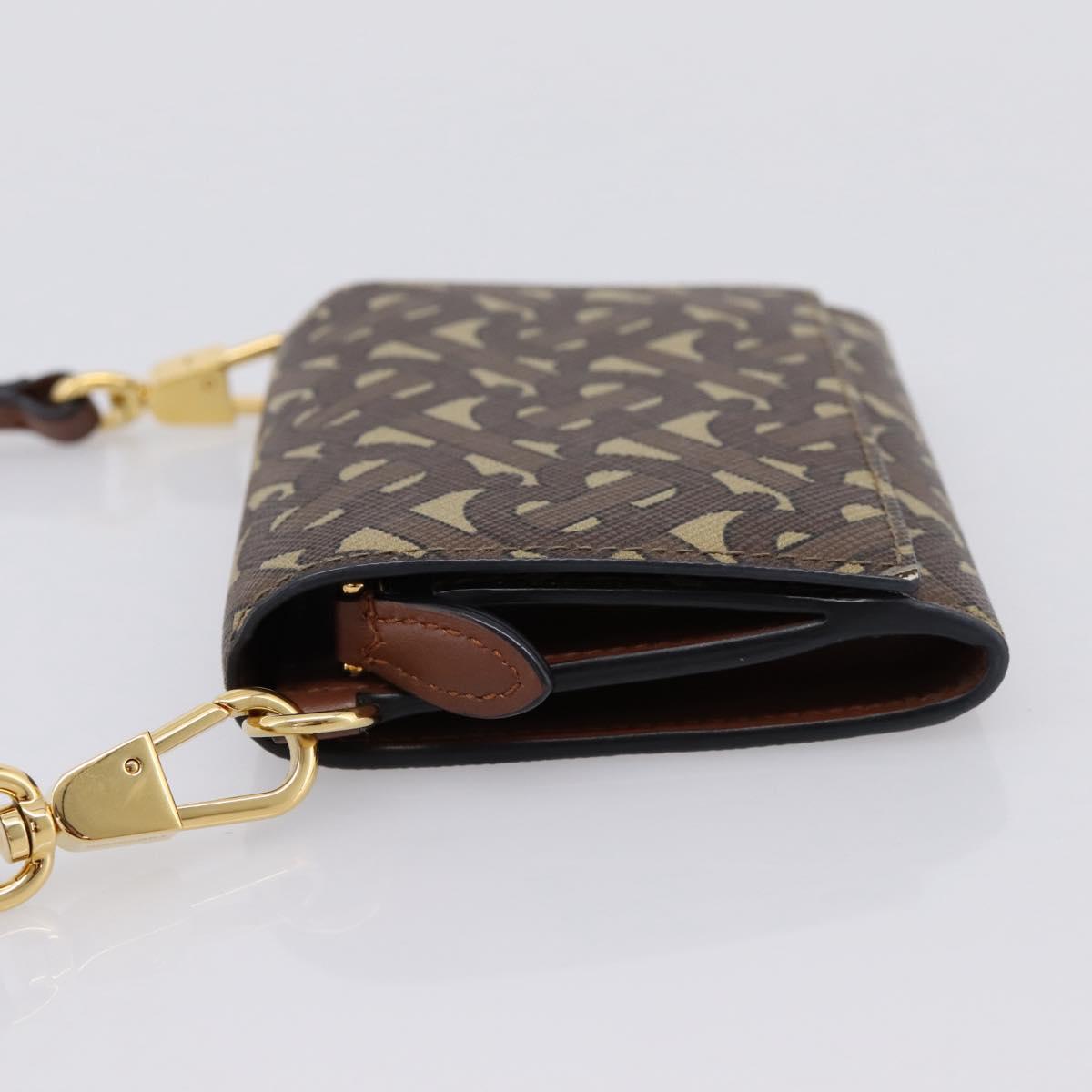 BURBERRY TB Monogram Coin Purse Shoulder Bag PVC Brown Gold Auth 196826V