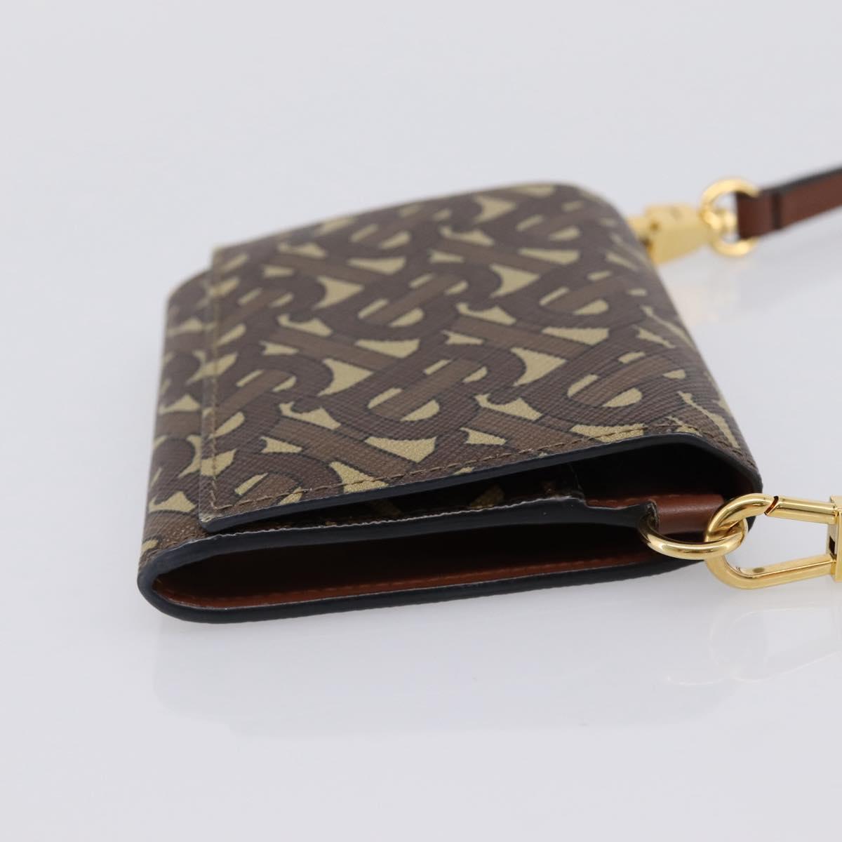 BURBERRY TB Monogram Coin Purse Shoulder Bag PVC Brown Gold Auth 196826V
