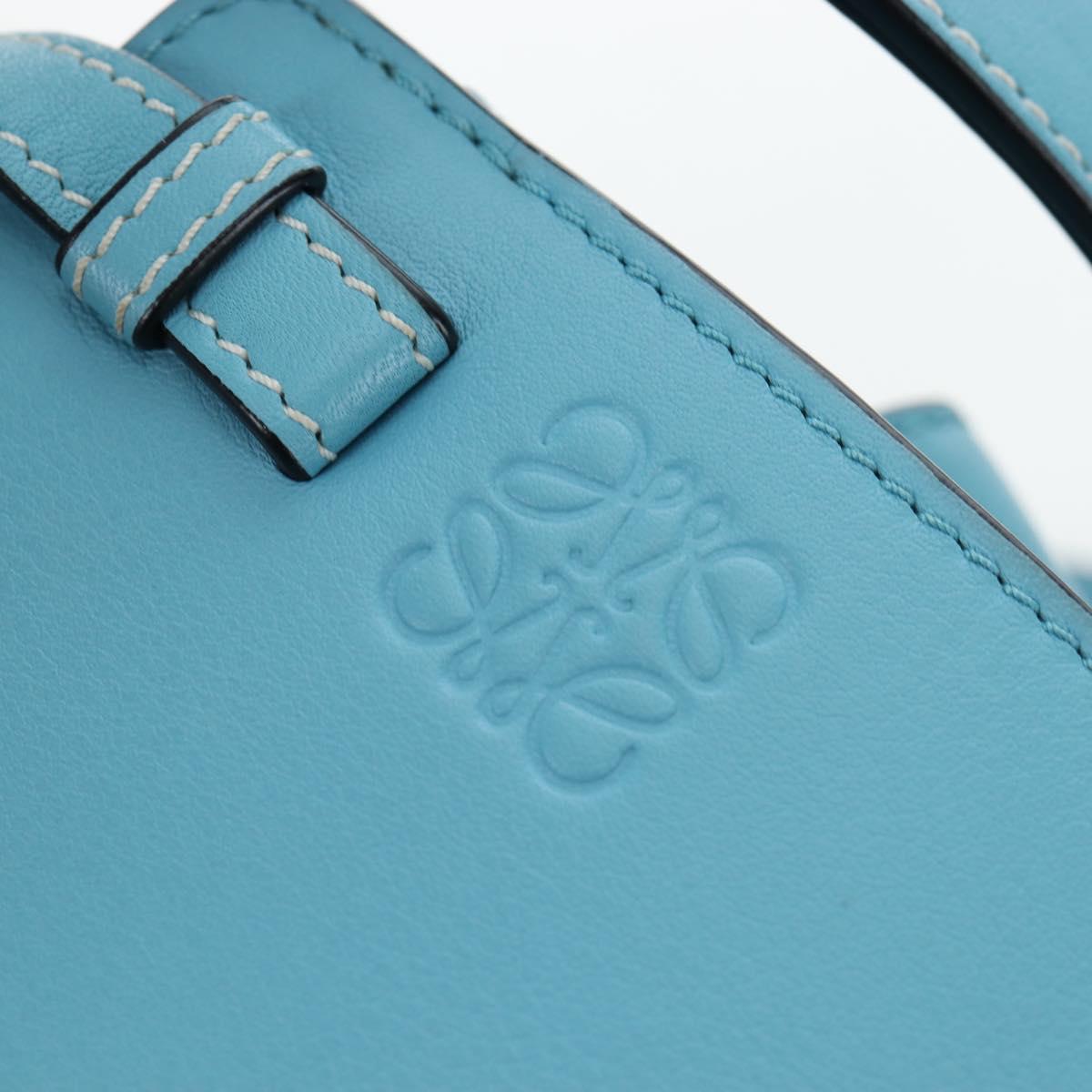 LOEWE Hammock Flower Hand Bag Leather Light Blue Auth 196827SAM