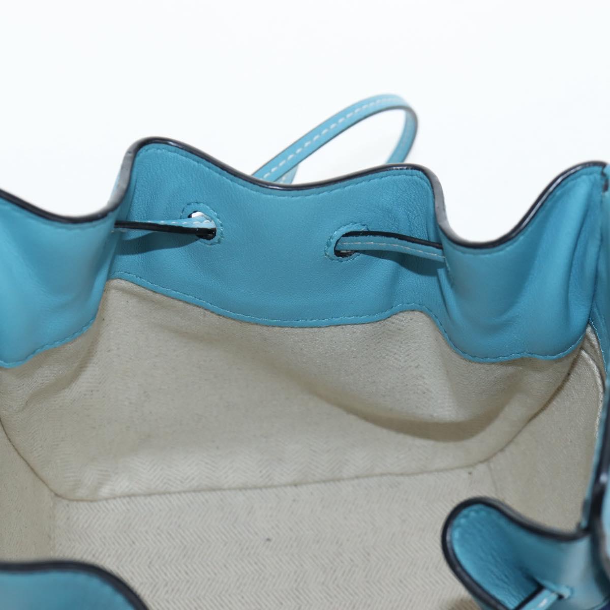LOEWE Hammock Flower Hand Bag Leather Light Blue Auth 196827SAM