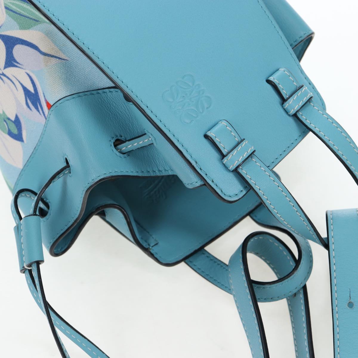 LOEWE Hammock Flower Hand Bag Leather Light Blue Auth 196827SAM