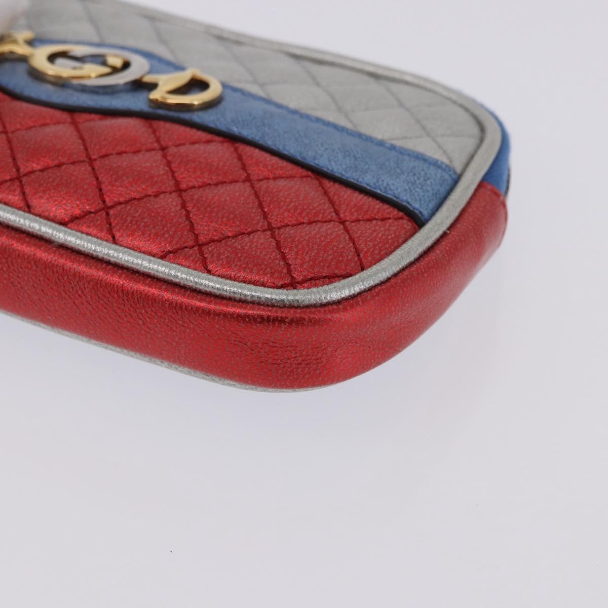 GUCCI Pouch Leather Gold Silver 542202 Auth 196828V