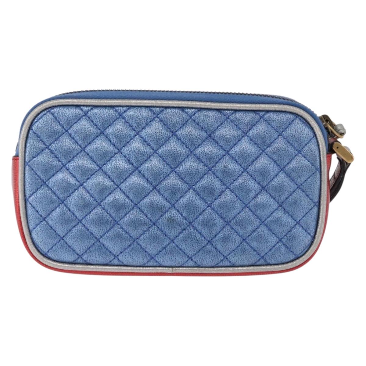 GUCCI Pouch Leather Gold Silver 542202 Auth 196828V